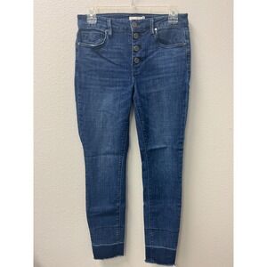 Unpublished Button Fly High Rise Raw Hem Dark Wash Jeans Size 28‎